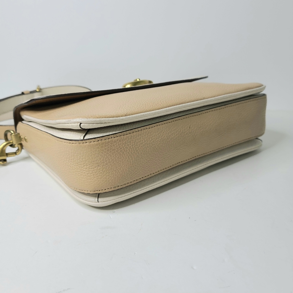 Coach Cassie Colorblock Tan Snakeskin Top  Handle Crossbody Bag - Picture 7 of 16